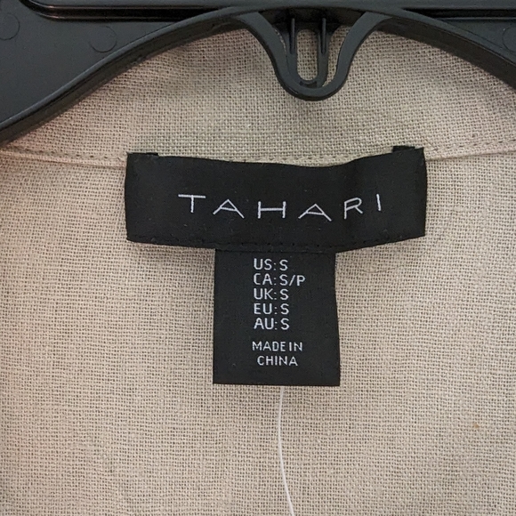 Tahari | Beige Linen Belted Midi Dress - Picture 7 of 8